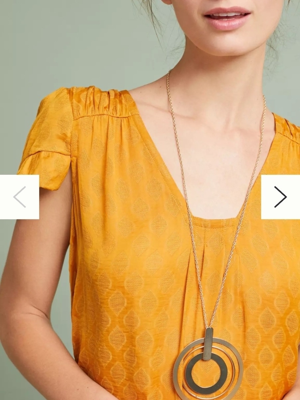 Anthropologie Textured Mustard Yellow V-Neck Short Sleeve Top Size X-small